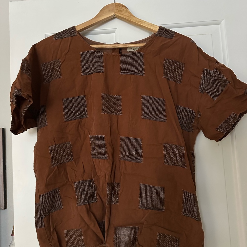 Polagram Brown and Black Patterned Top